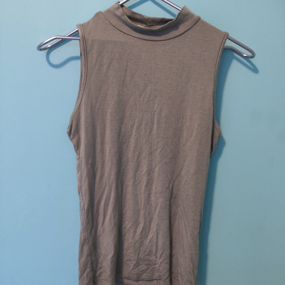 Miami Olive Green Mock Neck Tank Top S